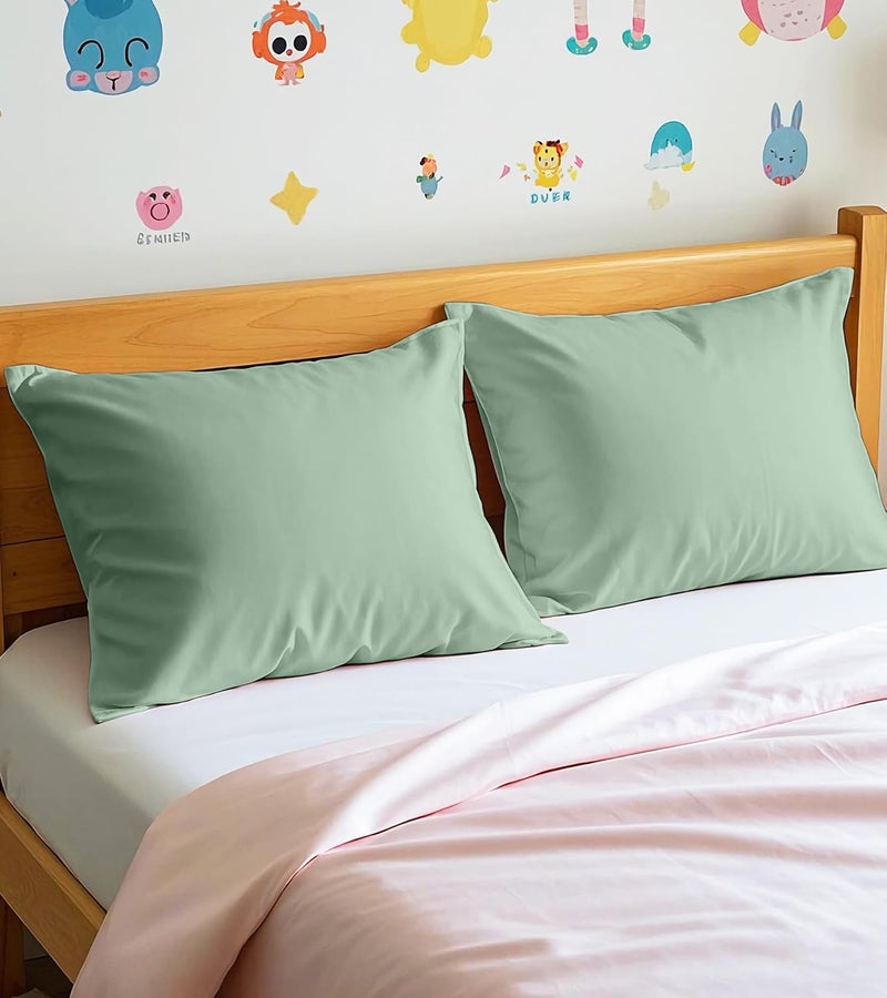 DEEPDREAM Toddler Pillowcases for 13x18 Pillow 2 Pack, 100% Cotton Travel Pillow Case Cover, 600 Thread Count Cotton Pillow Covers, Soft & Breathable Small Pillow Cases Envelope Closure, Zephyr Green - Image 5